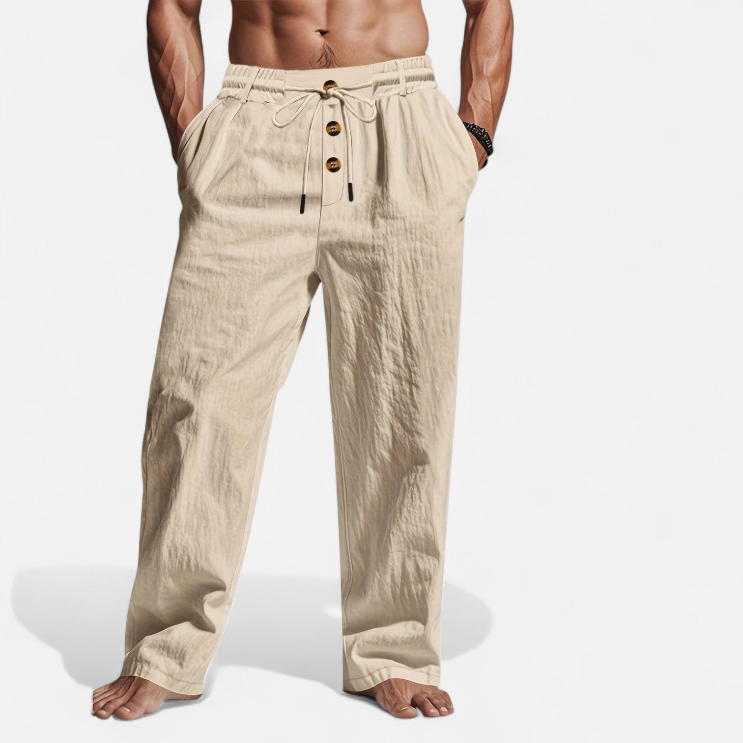 Men's Linen Drawstring Trousers – Summer Comfort Fit