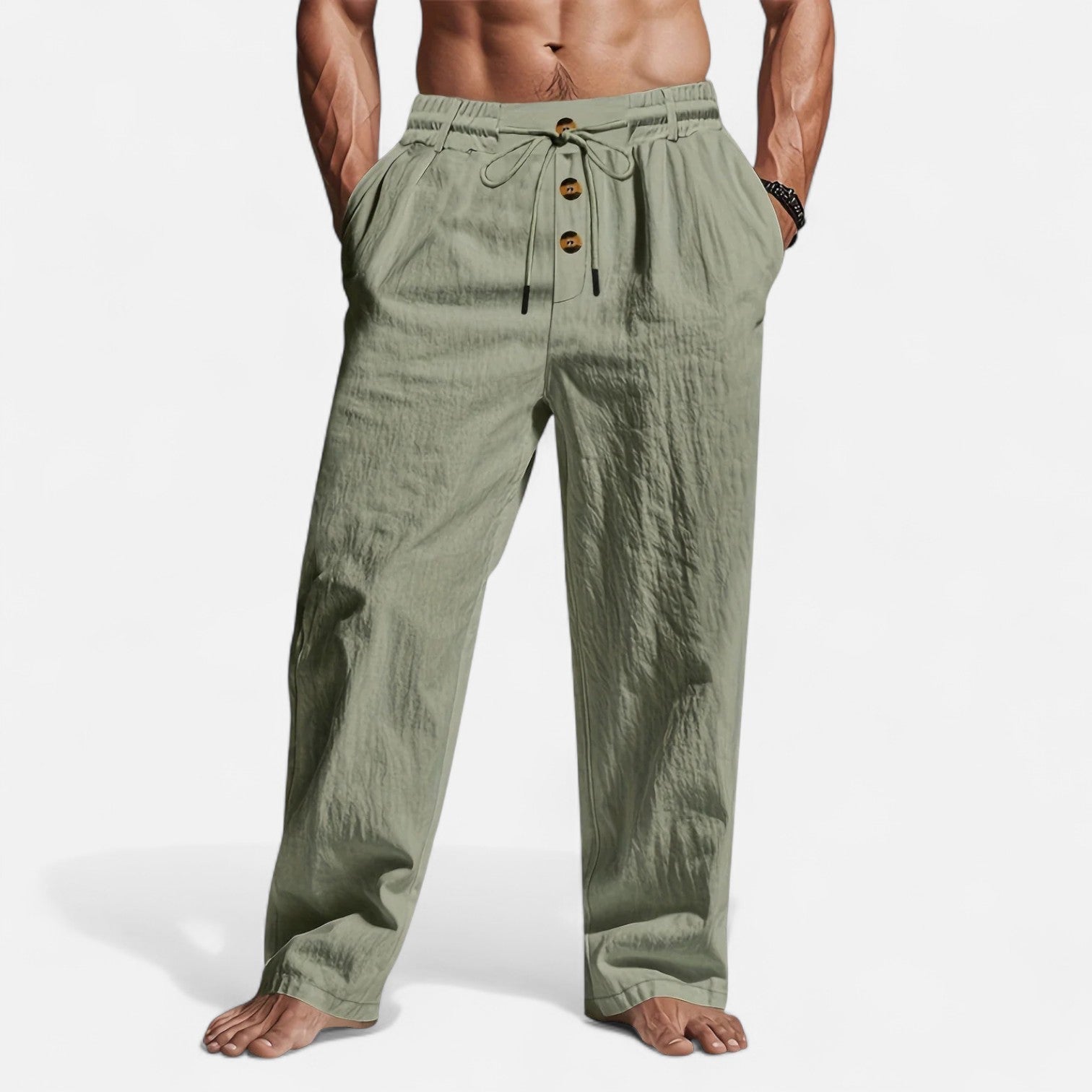 Men's Linen Drawstring Trousers – Summer Comfort Fit