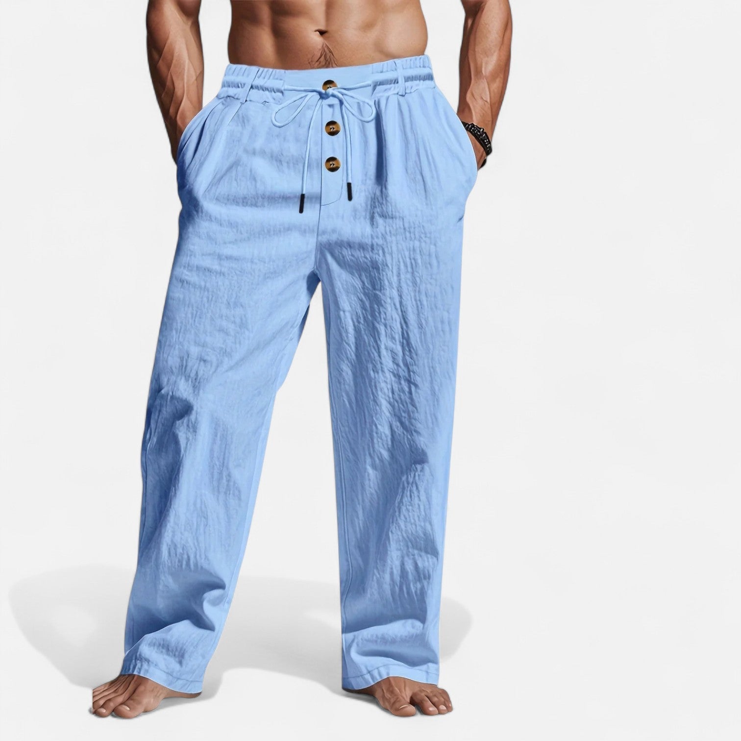 Men's Linen Drawstring Trousers – Summer Comfort Fit
