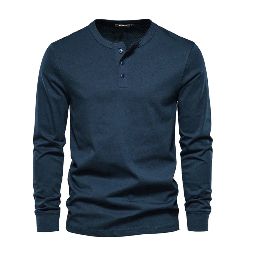 Men's Henley T-Shirt – Long Sleeve Casual Fit