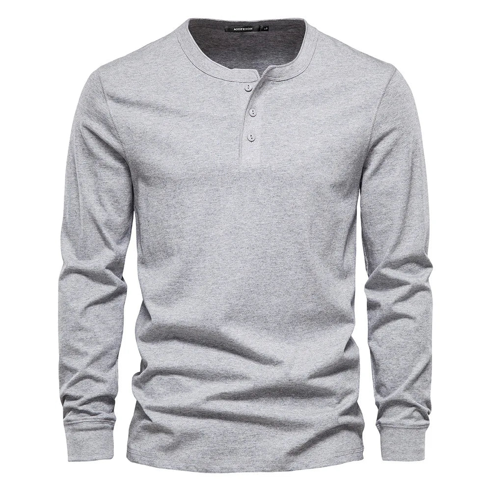 Men's Henley T-Shirt – Long Sleeve Casual Fit