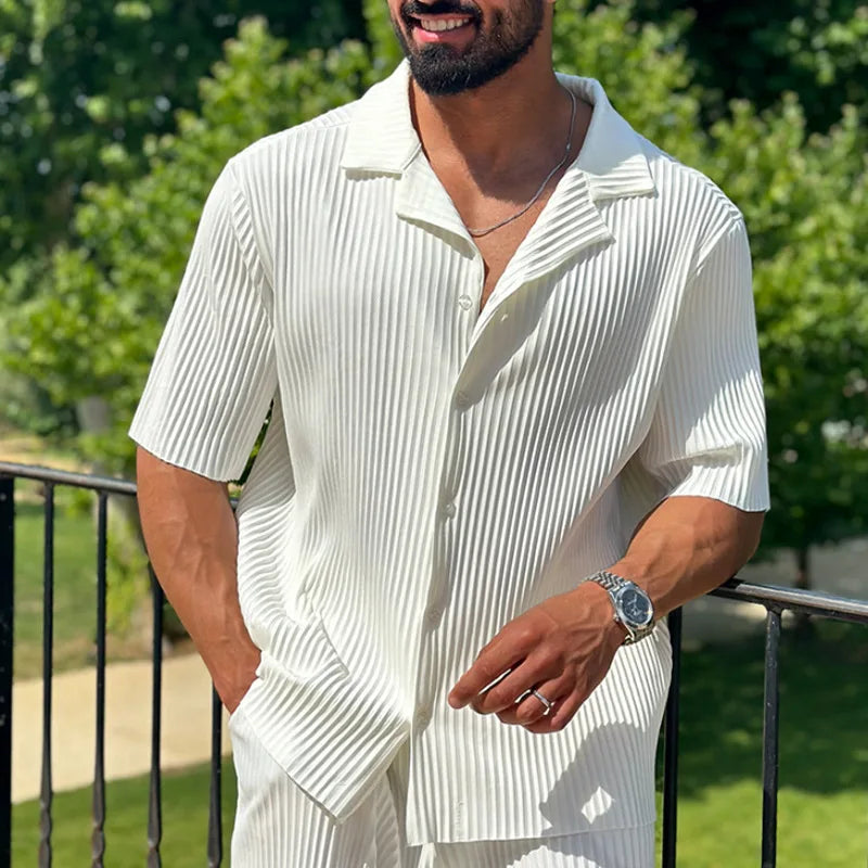 Men's Linen Lounge Set - Elegant Relaxed Fit Loungewear Set