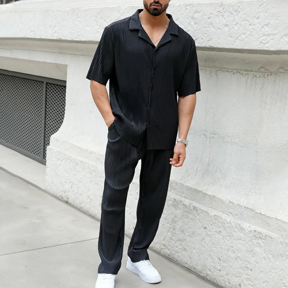 Men's Linen Lounge Set - Elegant Relaxed Fit Loungewear Set