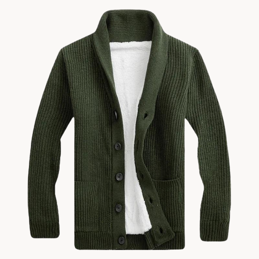 Men's Fleece Shawl Collar Cardigan Sweater