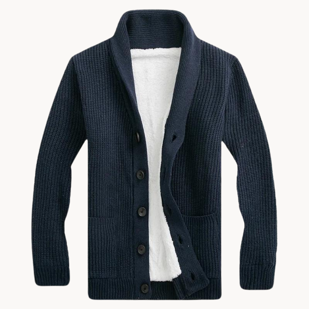 Men's Fleece Shawl Collar Cardigan Sweater