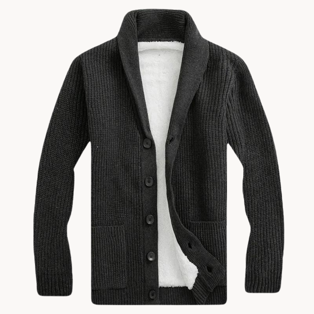Men's Fleece Shawl Collar Cardigan Sweater